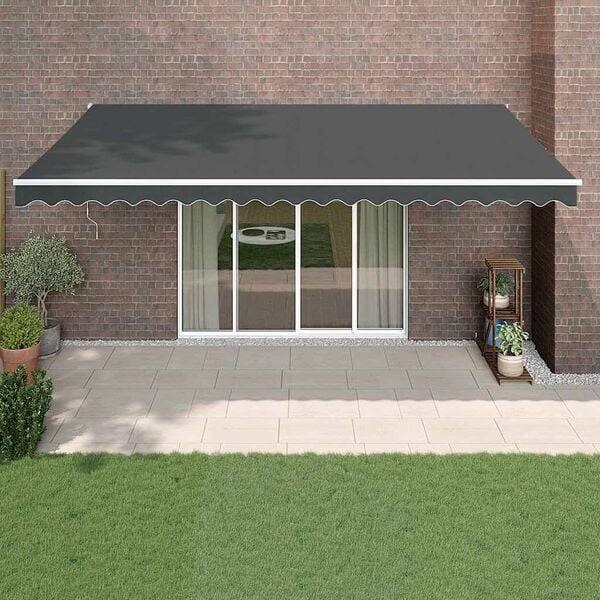 vidaXL Toldo retr&aacute;ctil aluminio y tela gris antracita 5x3 m