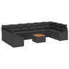 vidaXL Conjunto de sof&aacute;s de jard&iacute;n 11 uds. Negro rat&aacute;n sint&eacute;tico