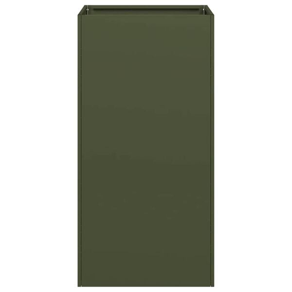 vidaXL Jardinera de acero laminado en frío verde oliva 40x40x80 cm