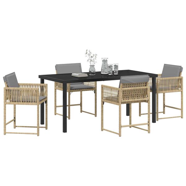 vidaXL Conjunto de Comedor de Jardín 5 pcs Beige ratán sintético