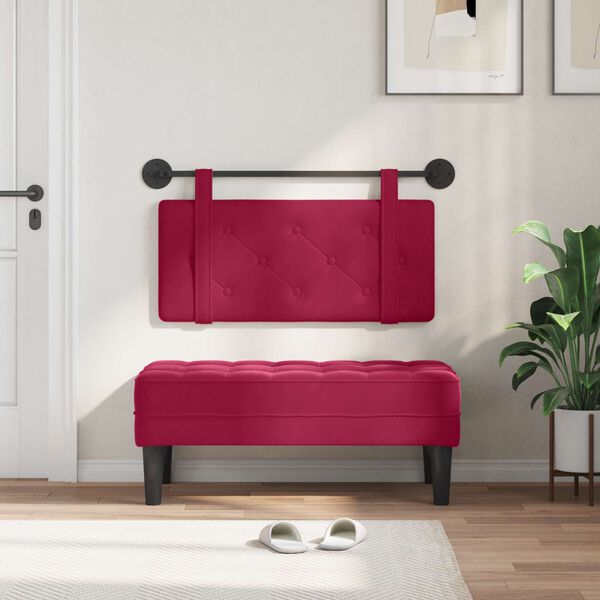 vidaXL Cabecera Colgante Rojo vino 90 x 55 x 5 cm Terciopelo