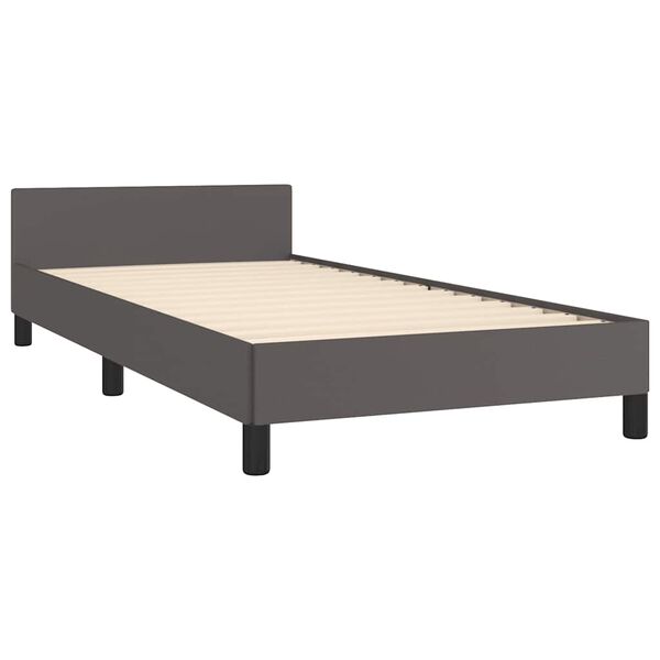 vidaXL Estructura de cama con cabecero sin colch&oacute;n gris 90x200 cm