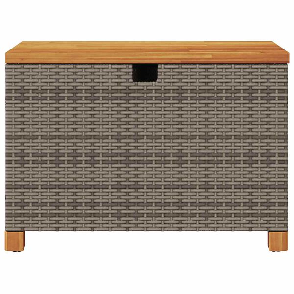vidaXL Caja de almacenaje jardín madera acacia ratán gris 80x40x48 cm