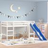 vidaXL Cama alta de ni&ntilde;os con tobog&aacute;n madera maciza blanca 90x190 cm