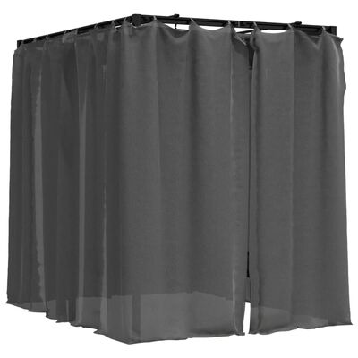 vidaXL Tumbona doble con cortinas laterales y toldo gris antracita