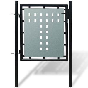 vidaXL Puerta de valla individual negra de 100 x 75 cm