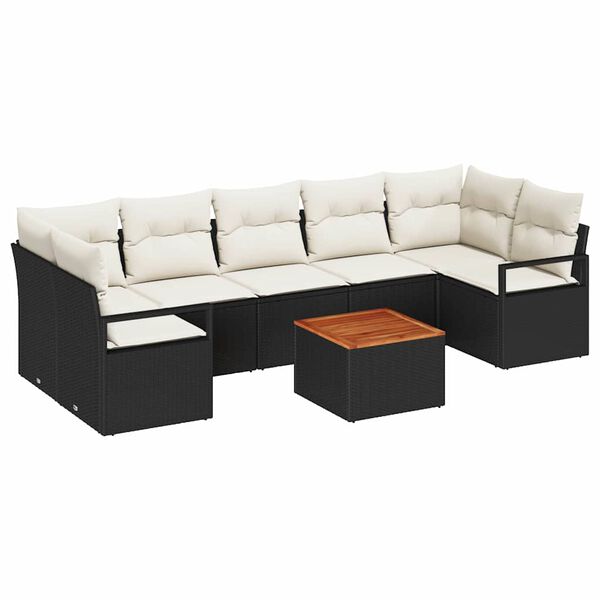 vidaXL Conjunto de sof&aacute; de jard&iacute;n 8 pcs Negro y blanco