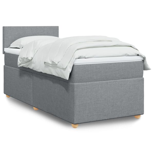 vidaXL Cama box spring con colch&oacute;n tela gris claro 90x200 cm