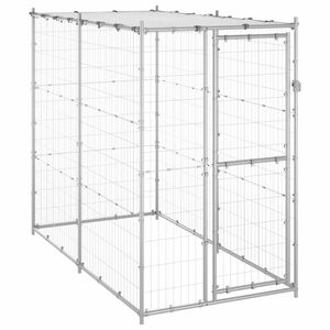 vidaXL Perrera de exterior acero galvanizado con techo 110x220x180 cm