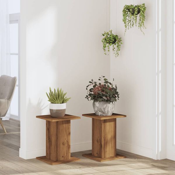 vidaXL Soportes para plantas 2 uds madera roble artisian 30x30x40 cm