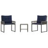 vidaXL Juego de muebles de exterior 3 uds. Gris y marino