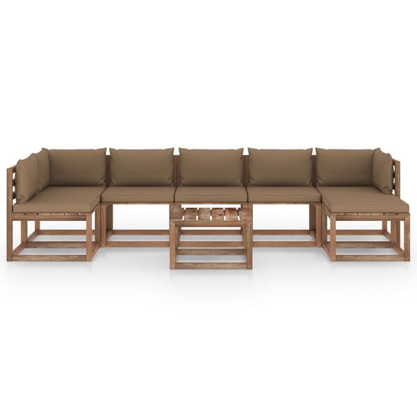 vidaXL Set de muebles de jard&iacute;n 8 pzas con cojines taupe