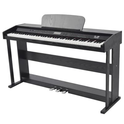 vidaXL Piano digital de 88 teclas con pedales negro tabla melamina