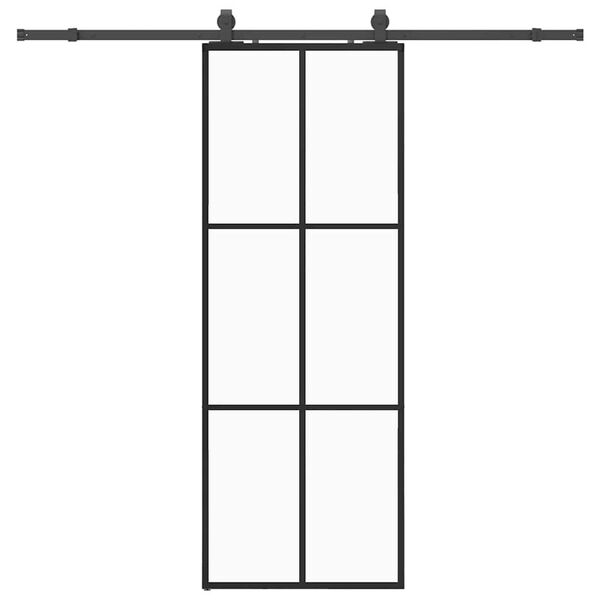 vidaXL Puerta corredera con juego herrajes negro 76x205 cm ESG vidrio