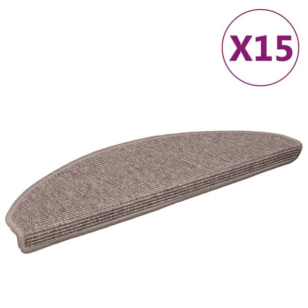 vidaXL Felpudos para escaleras 15 uds 65x21x4 cm Beige oscuro Semicircular Grande