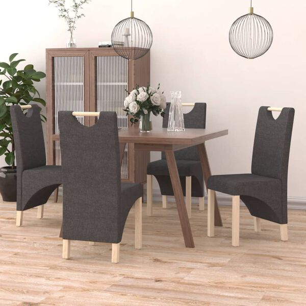 vidaXL Sillas de comedor 4 unidades tela gris oscuro