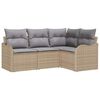 vidaXL Conjunto de sof&aacute; de jard&iacute;n 4 pcs Beige rat&aacute;n sint&eacute;tico