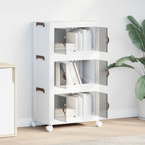 vidaXL Caja de almacenaje apilable con ruedas 3 niveles 28 L