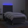 vidaXL Cama box spring colch&oacute;n y luces LED tela gris oscuro 80x200 cm