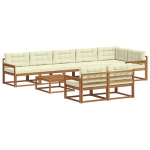 vidaXL Conjunto de sof&aacute;s de exterior con coj&iacute;n 9 pcs Natural y Crema