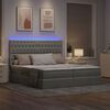 vidaXL Cama con tira de luces LED Gris Claro 180 x 200 cm tela