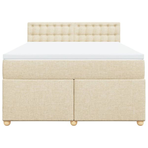 vidaXL Cama box spring con colch&oacute;n tela color crema 140x200 cm
