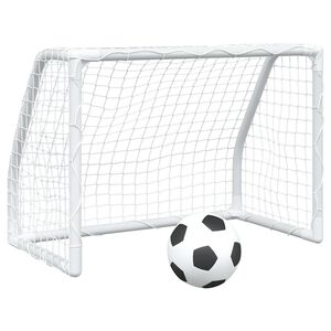 vidaXL Porter&iacute;as f&uacute;tbol ni&ntilde;os y bal&oacute;n 2 uds metal blanco 64x35x48 cm