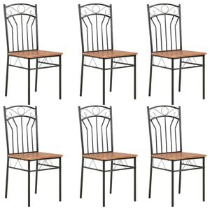 vidaXL Sillas de comedor 6 unidades MDF marr&oacute;n