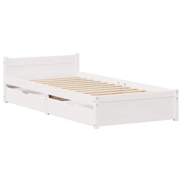 vidaXL Estructura de cama sin colch&oacute;n madera maciza blanca 90x190 cm
