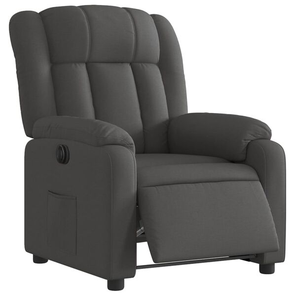 vidaXL Sill&oacute;n reclinable el&eacute;ctrico de tela gris oscuro