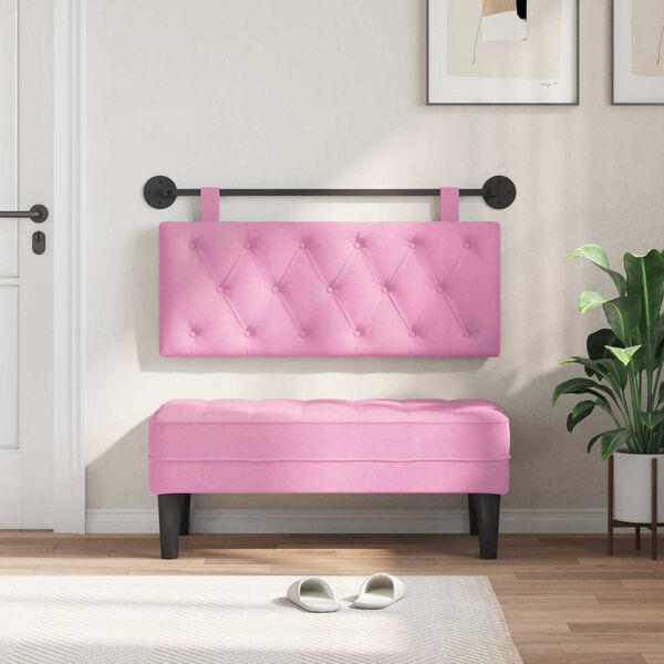 vidaXL Cabecera Colgante Montaje en la pared Rosa 110 x 55 x 7 cm tela