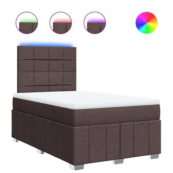 vidaXL Cama box spring con colch&oacute;n tela marr&oacute;n oscuro 120x190 cm
