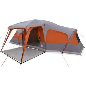 vidaXL Tienda familiar con porche 9 personas impermeable gris naranja