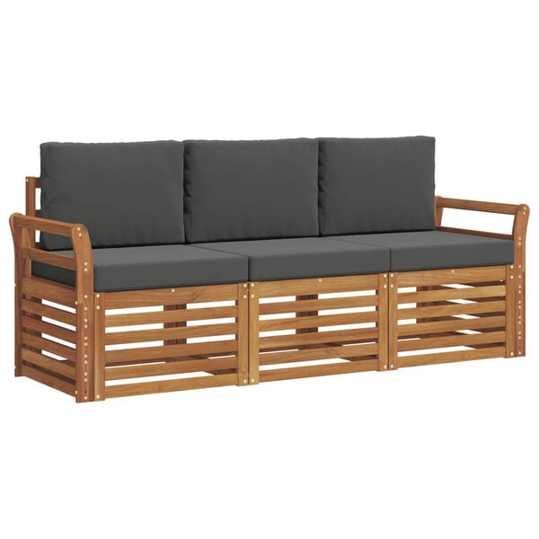 vidaXL Juegos de sof&aacute;s con coj&iacute;n 3 pcs Natural y Antracita