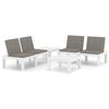 vidaXL Set de muebles de jard&iacute;n 4 piezas con cojines pl&aacute;stico blanco