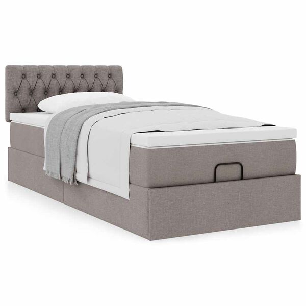 vidaXL Estructura de cama otomana colch&oacute;n tela gris pardo 80x200cm