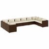 vidaXL Set muebles de jard&iacute;n 10 pzas y cojines rat&aacute;n sint&eacute;tico marr&oacute;n