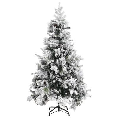 vidaXL Árbol de Navidad con nieve flocada y piñas PVC y PE 195 cm