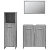 vidaXL Set de muebles de ba&ntilde;o 3 pzas madera contrachapada gris sonoma