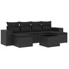vidaXL Set de comedor de jard&iacute;n 7 pzas y cojines rat&aacute;n sint&eacute;tico negro