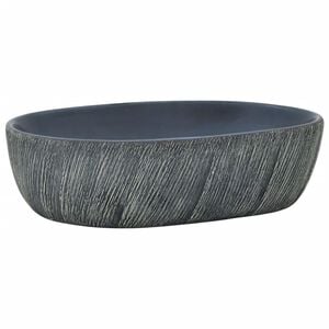 vidaXL Lavabo sobre encimera ovalado cer&aacute;mica negro y gris 47x33x13 cm