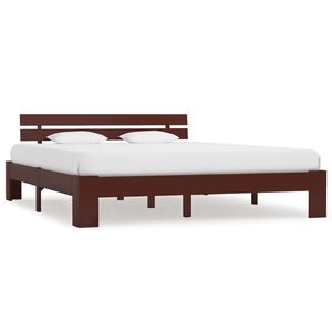 vidaXL Estructura cama sin colch&oacute;n madera pino marr&oacute;n oscuro 160x200cm