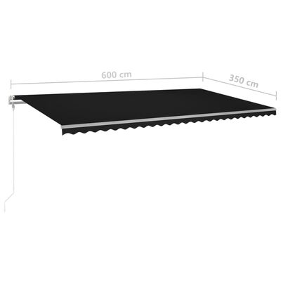 vidaXL Toldo retráctil manual con LED gris antracita 6x3,5 m