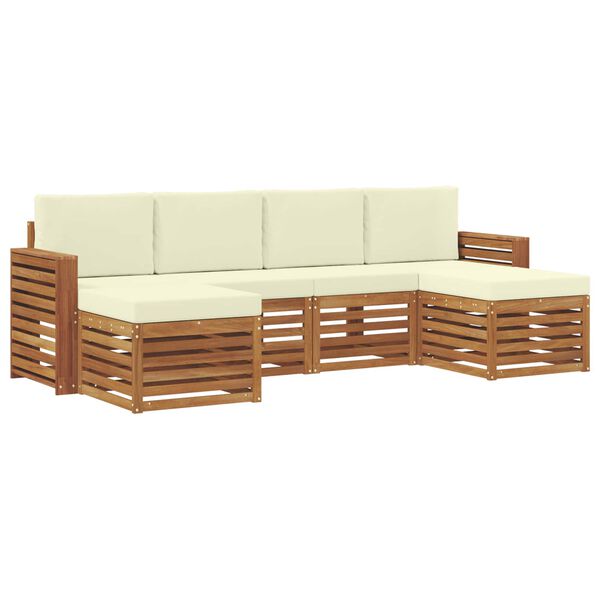vidaXL Juegos de sof&aacute;s 6 pcs Natural y Crema Madera de Acacia S&oacute;lida