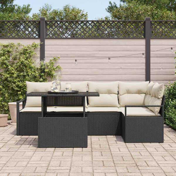 vidaXL Conjunto de sofá de jardín 6 pcs Negro Poliratán