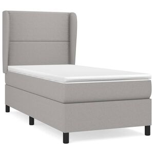 vidaXL Cama box spring con colch&oacute;n tela gris claro 90x190 cm