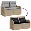 vidaXL Conjunto de sof&aacute; de jard&iacute;n 5 pcs Beige Rattan de Poli&eacute;ster