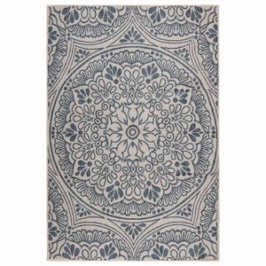 vidaXL Alfombra de exterior de tejido plano rayas azules 160x230 cm