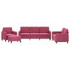 vidaXL Juego de sof&aacute;s 4 piezas terciopelo rojo tinto