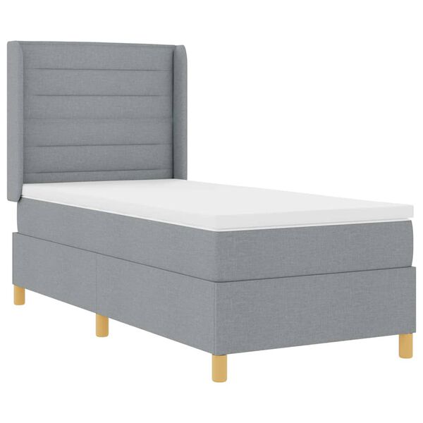 vidaXL Cama con Somier con colch&oacute;n Gris claro 100 x 200 cm tela